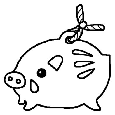 亥 イノシシ のイラストk 白黒 07年亥年 平成19年 猪 いのしし とかわいい年賀状イラスト カット 1ポイント干支素材